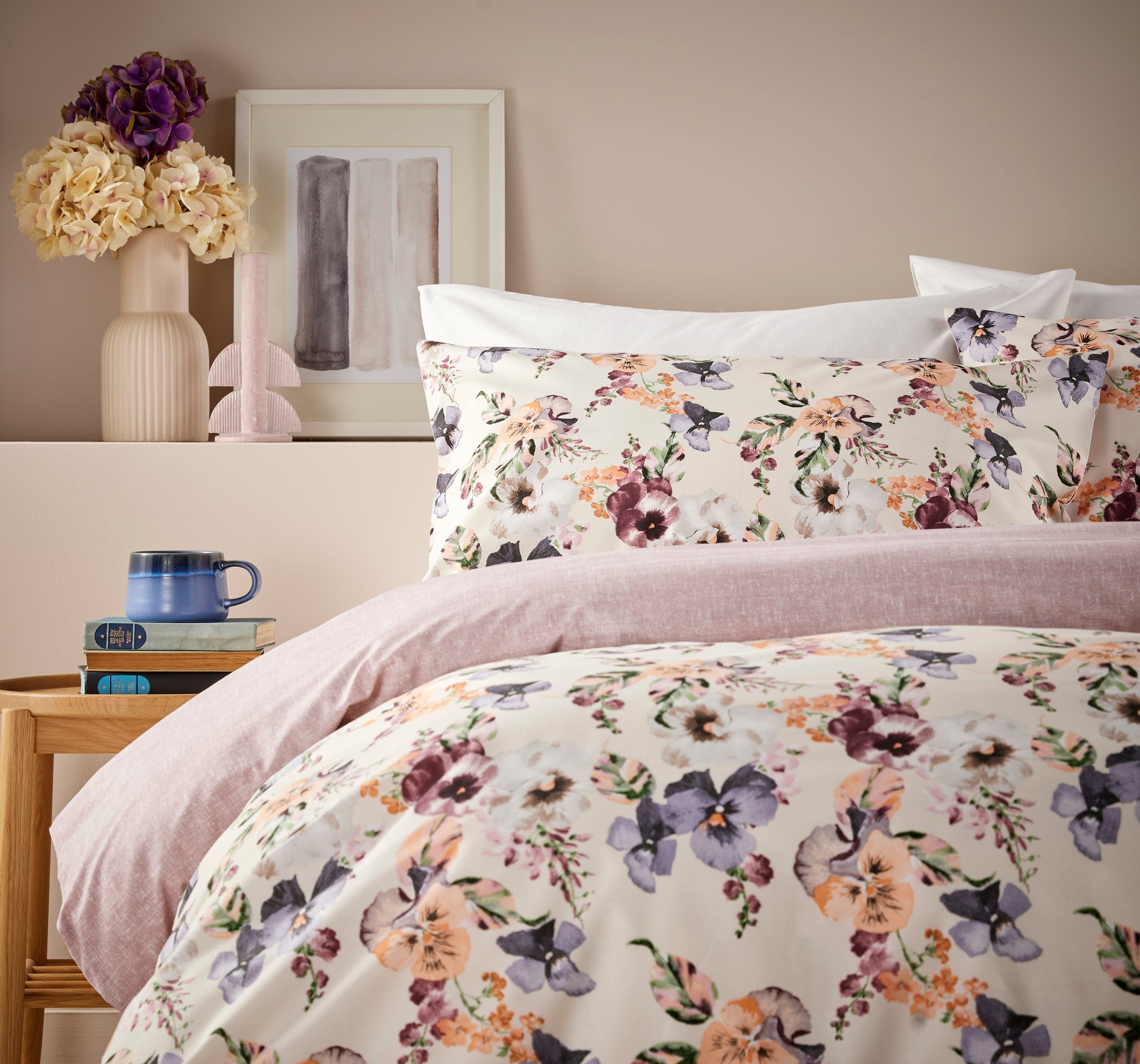 Vantona Home - layla bedding set - bedding set - duvet cover-- pink bedding - floral bedding - soft bedding - duvet set