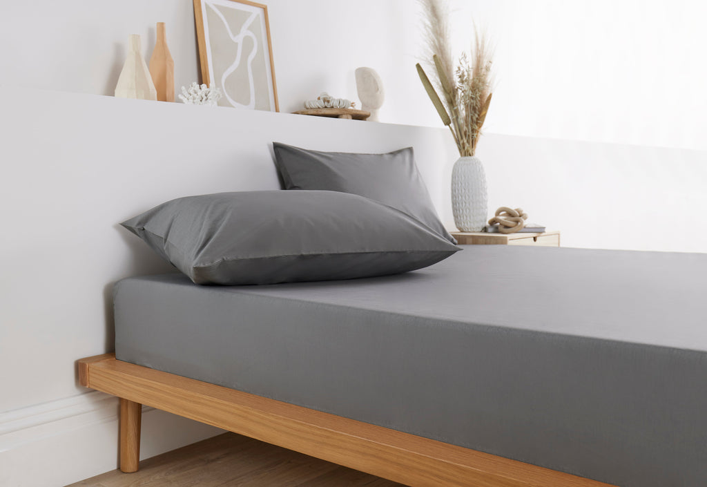 vantona home - grey bedding - plain bedding - bedding sheet - fitted sheet - pillowcase - grey bedding