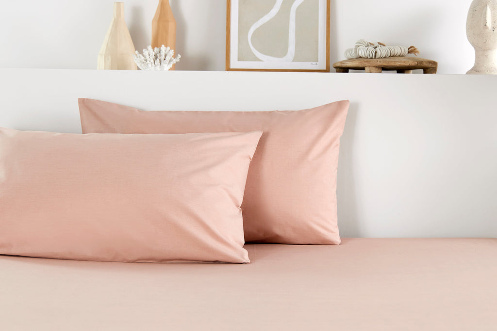 vantona home - cream plain bedding - plain bedding - bedding sheet - fitted sheet - pillowcase - pink bedding