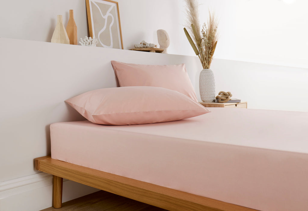 vantona home - cream plain bedding - plain bedding - bedding sheet - fitted sheet - pillowcase - pink bedding