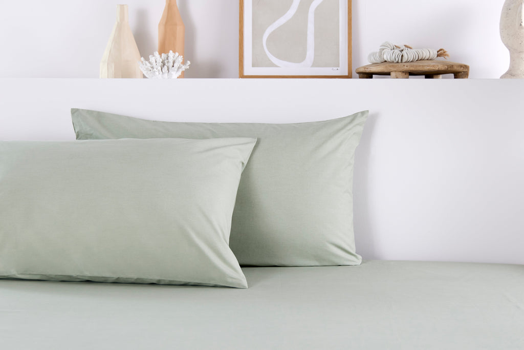 vantona home - cream plain bedding - plain bedding - bedding sheet - fitted sheet - pillowcase - sage bedding