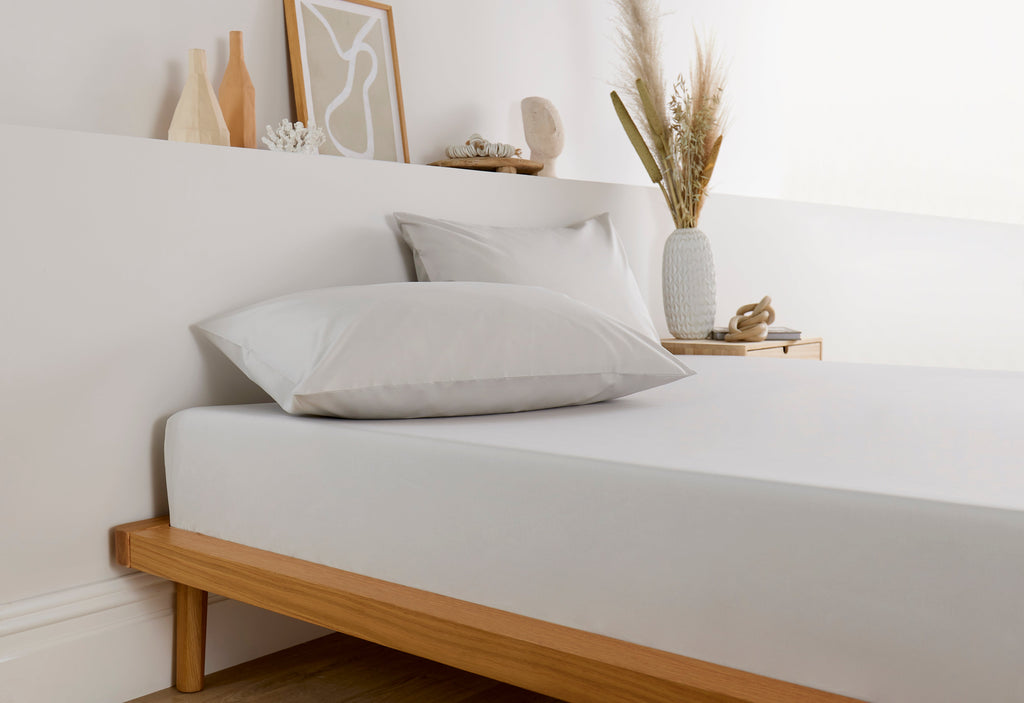 vantona home - cream plain bedding - plain bedding - bedding sheet - fitted sheet - pillowcase - grey bedding